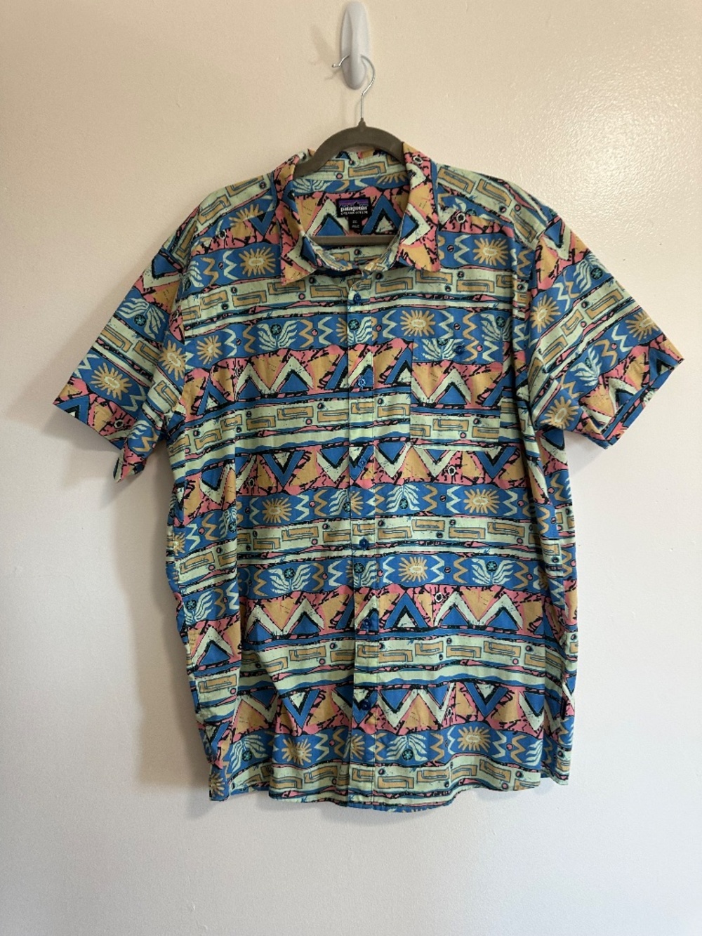 Patagonia Men's High Hopes Geo Short Sleeve Button Up Shirt 52691, XXL